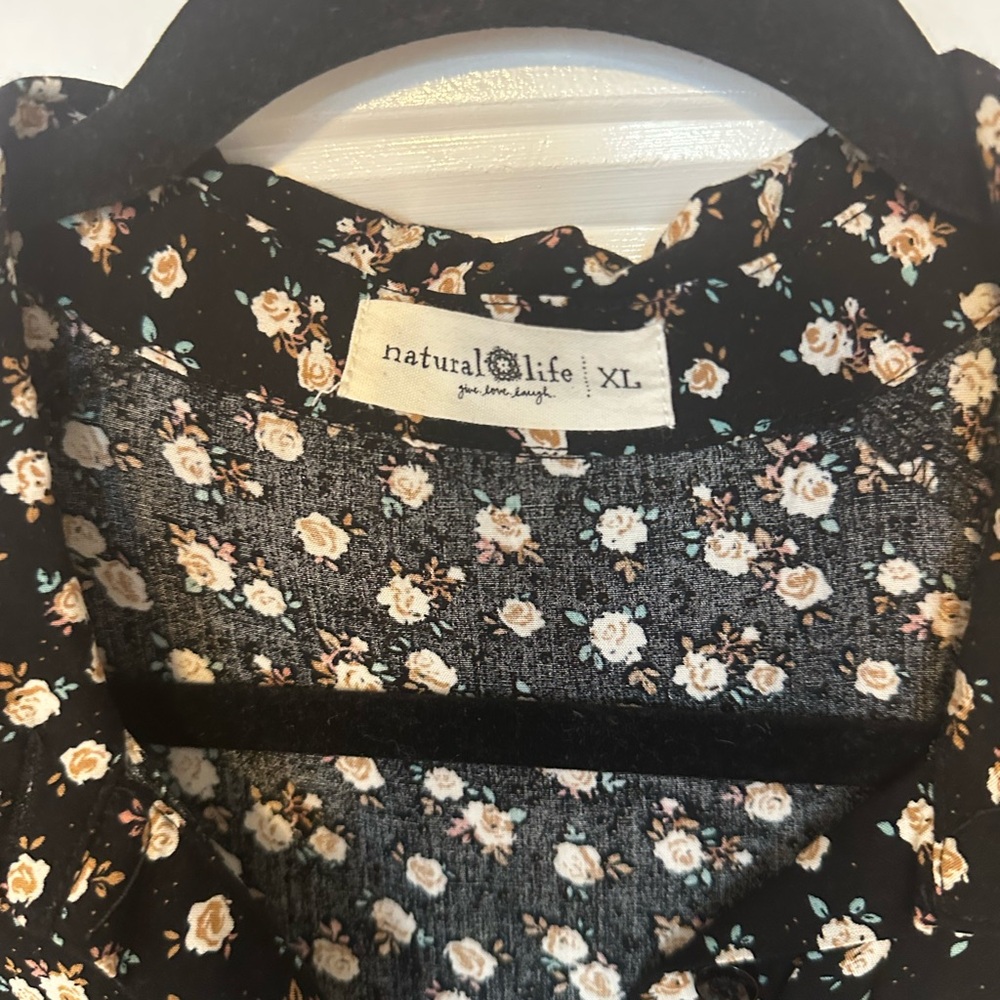 NATURAL LIFE Black Midi Dress with Cream Floral Print - Picture 3 of 8